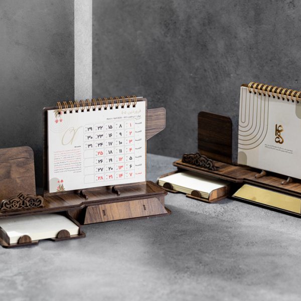 تقویم رومیزی چوبی انوش هولدردار کد 5001